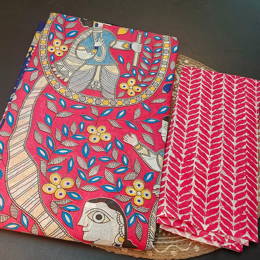 Pink Disha Madhubani Mull Cotton Saree SA25882