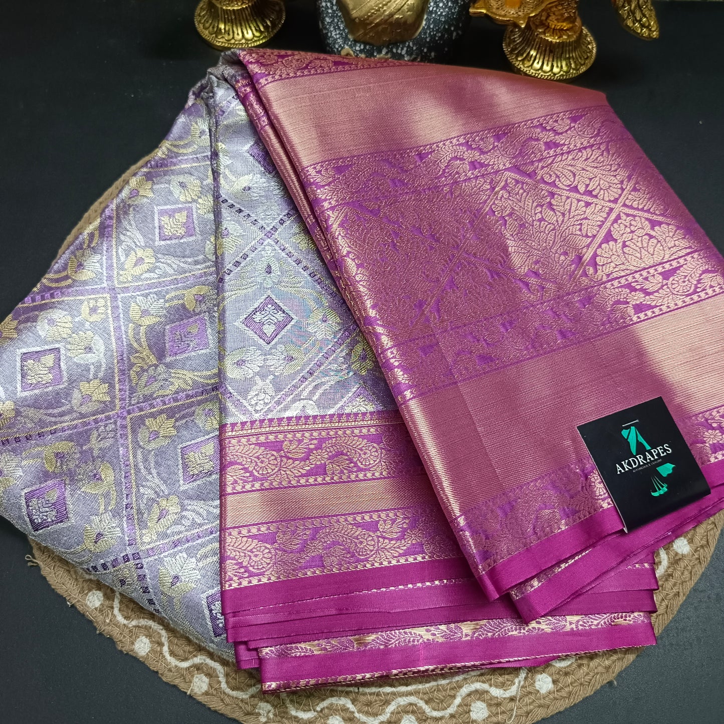 Lavender vaibavam Vegan pastel kanchi brocade saree JA25325