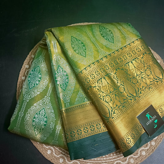Green Swarnika Vegan bridal silk saree JA25313