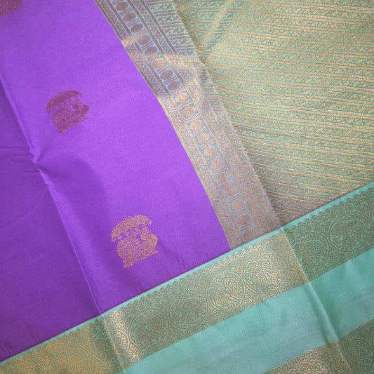 Lavender pastel green pastel pink Parampara vegan kanchi silk saree GA26135