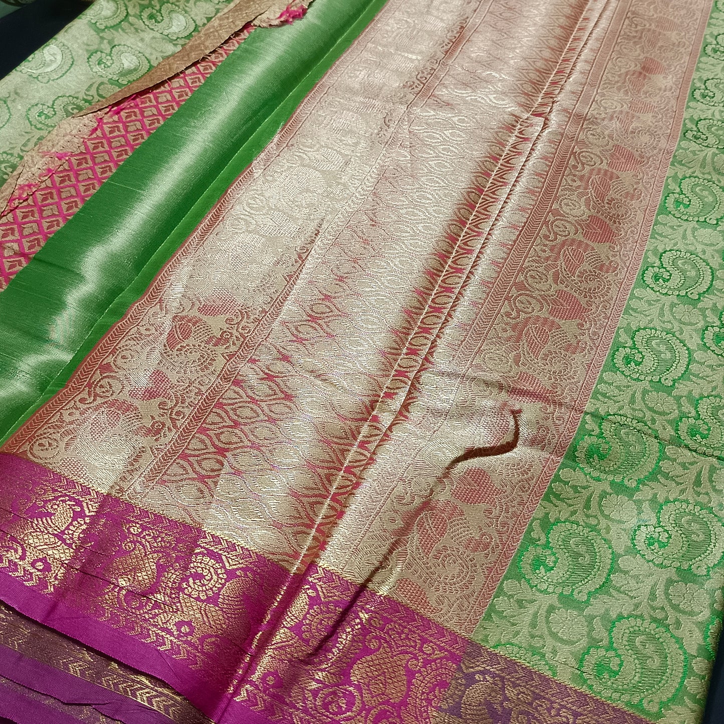 Green Amarpalli vegan kanchi bridal tissue saree JA25309