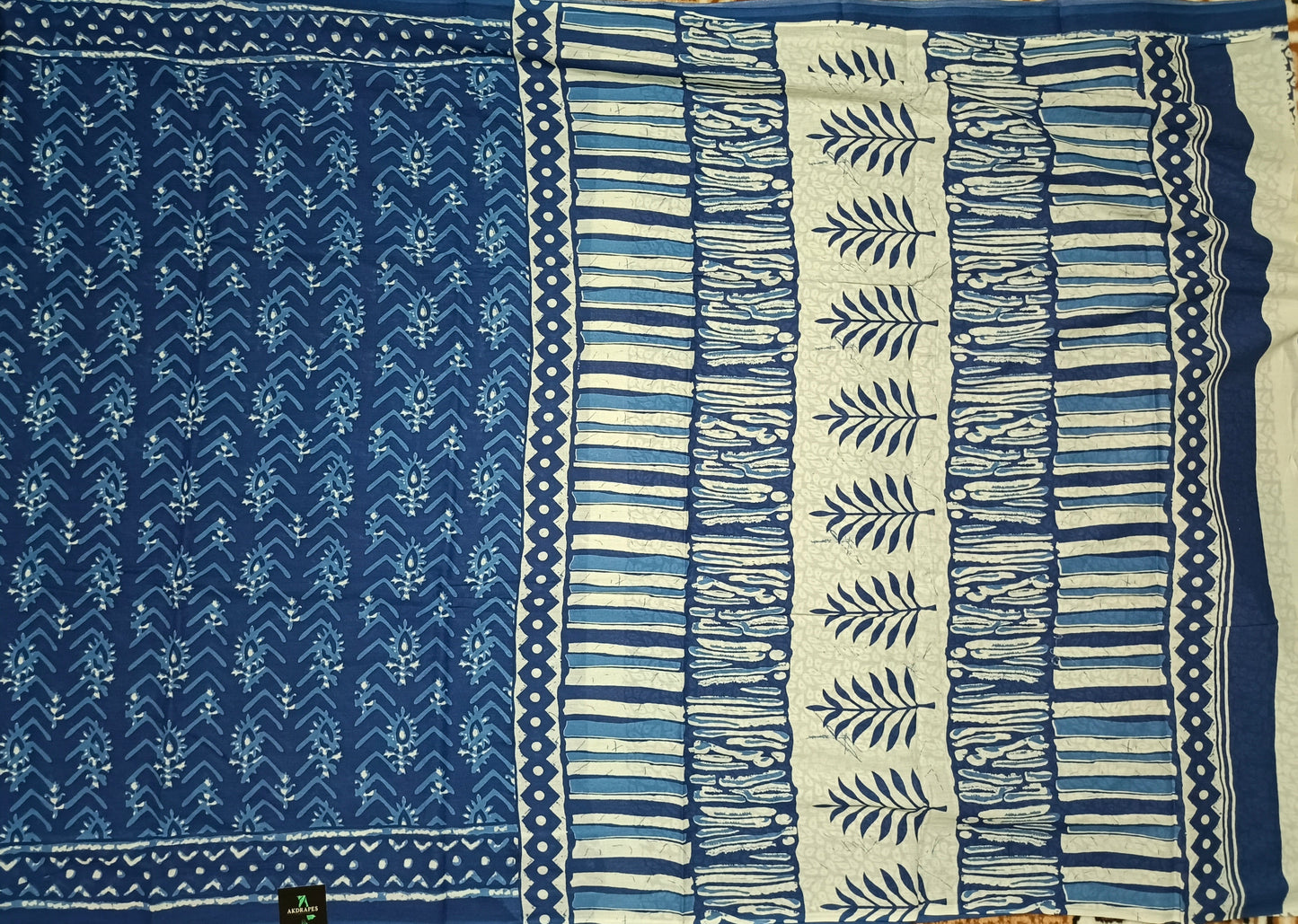 Indigo Vegan floral Jaipur cotton saree SA25750