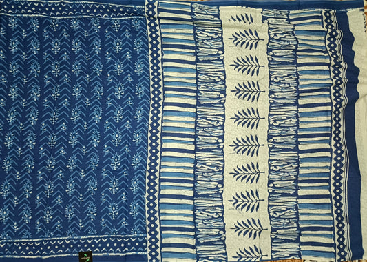 Indigo Vegan floral Jaipur cotton saree SA25750