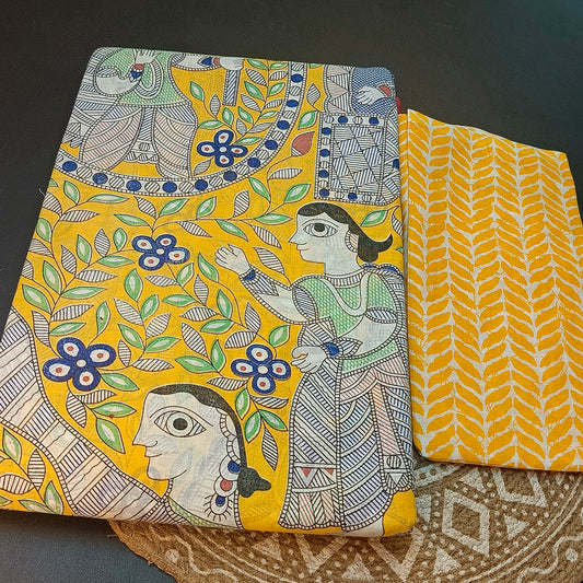 Yellow Disha Madhubani Mull Cotton Saree SA25883