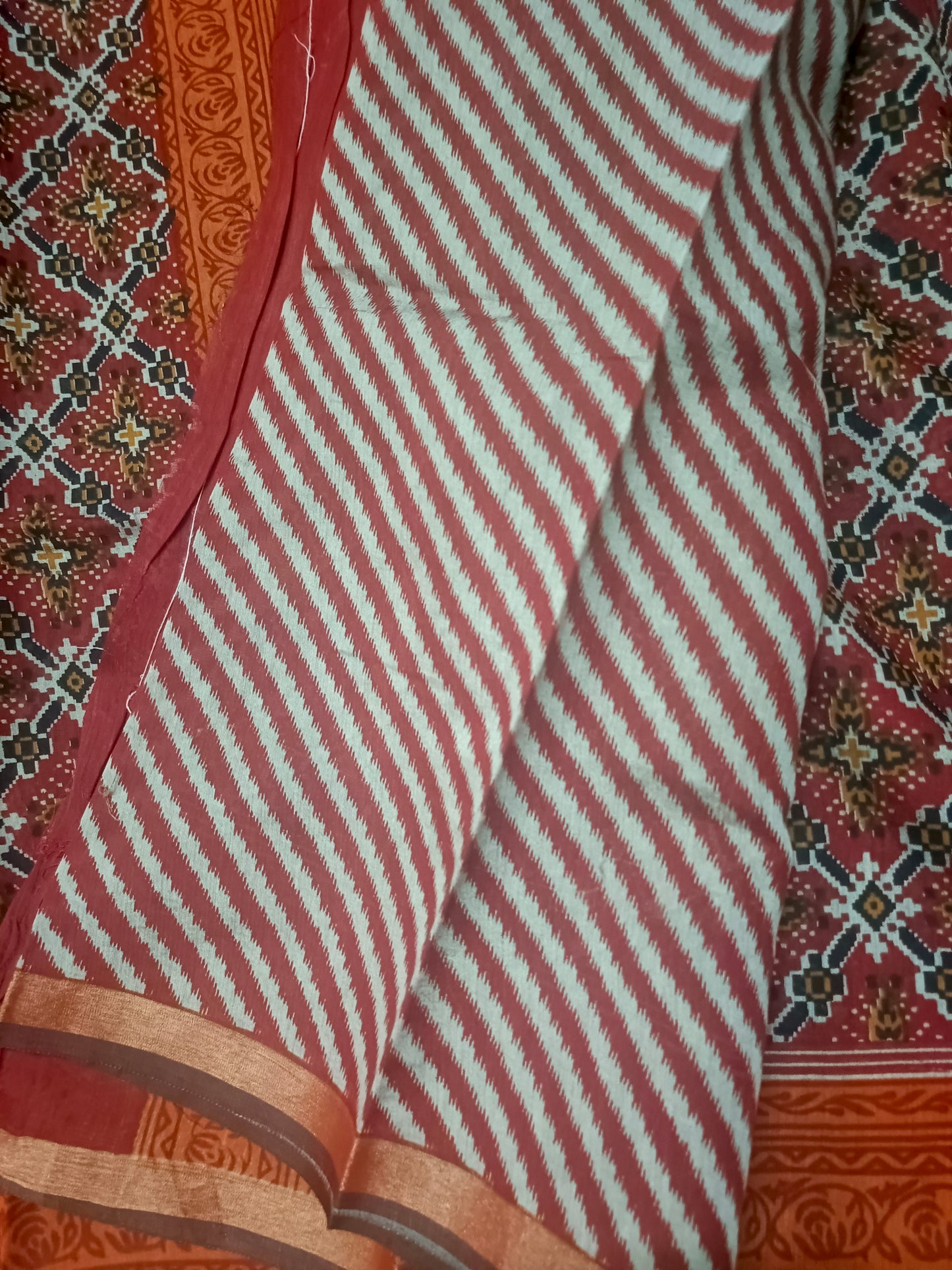 Red Bamboo Gamthi printed vegan chanderi saree HA25495