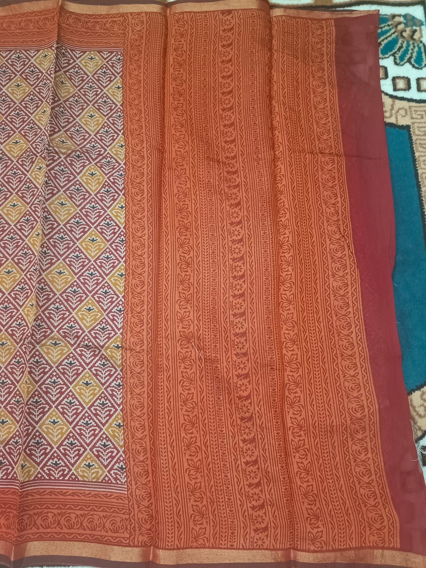 Red Bamboo Gamthi printed vegan chanderi saree HA25496