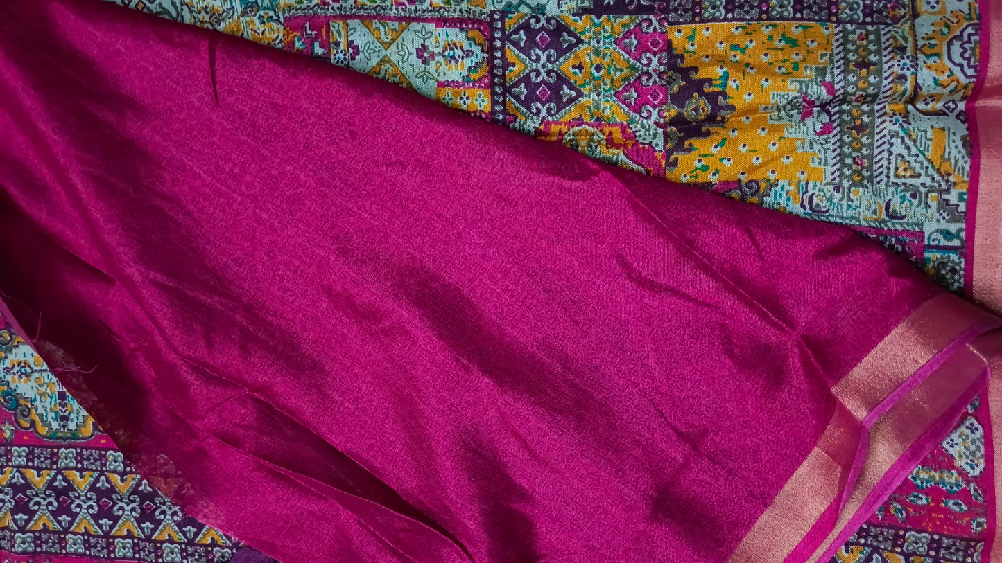 Yellow sugandha vegan digital malai cotton saree SA25579