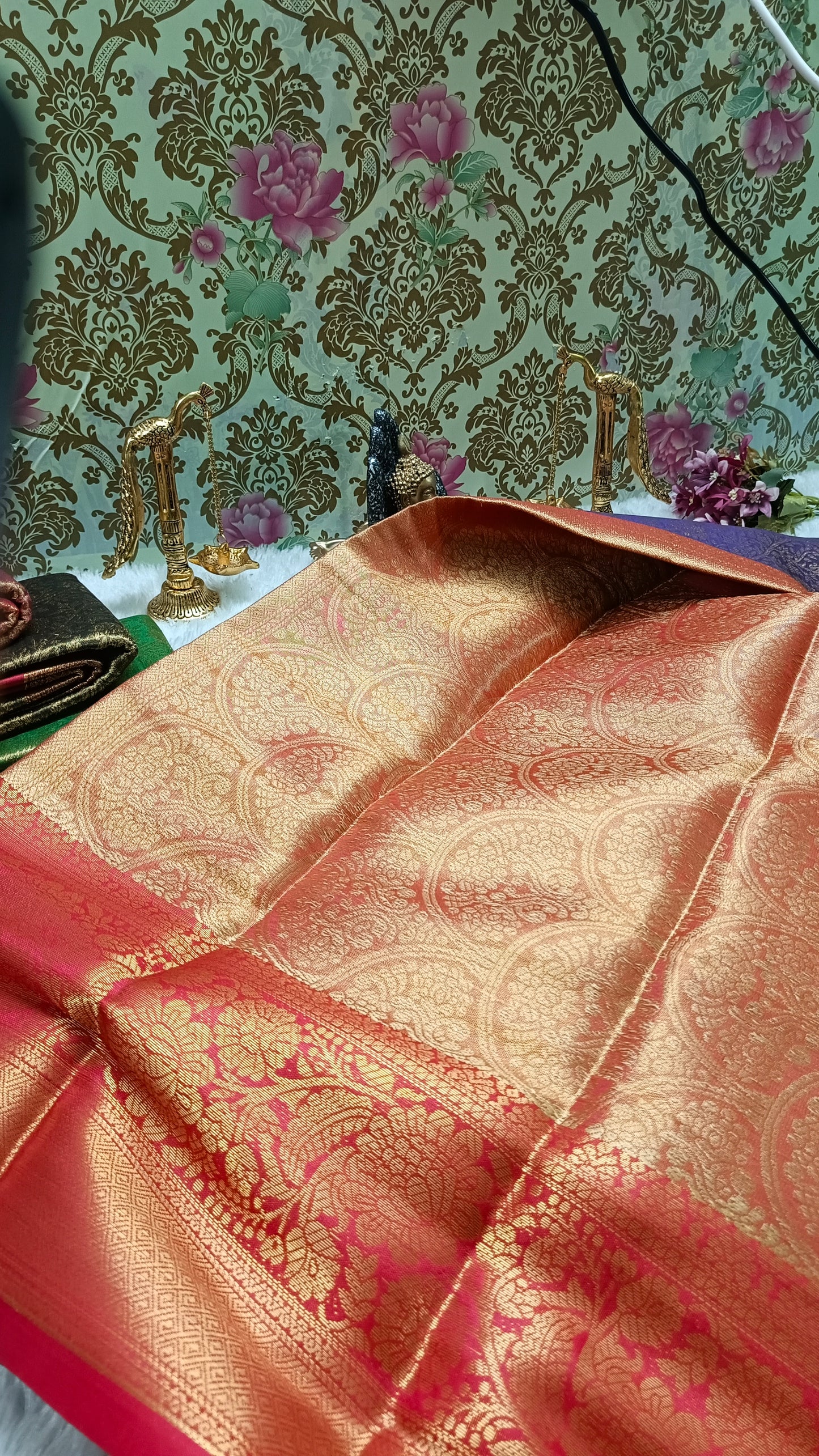 Violet with Red Ratna Vastra vegan kanchi tissue silk saree MA25082