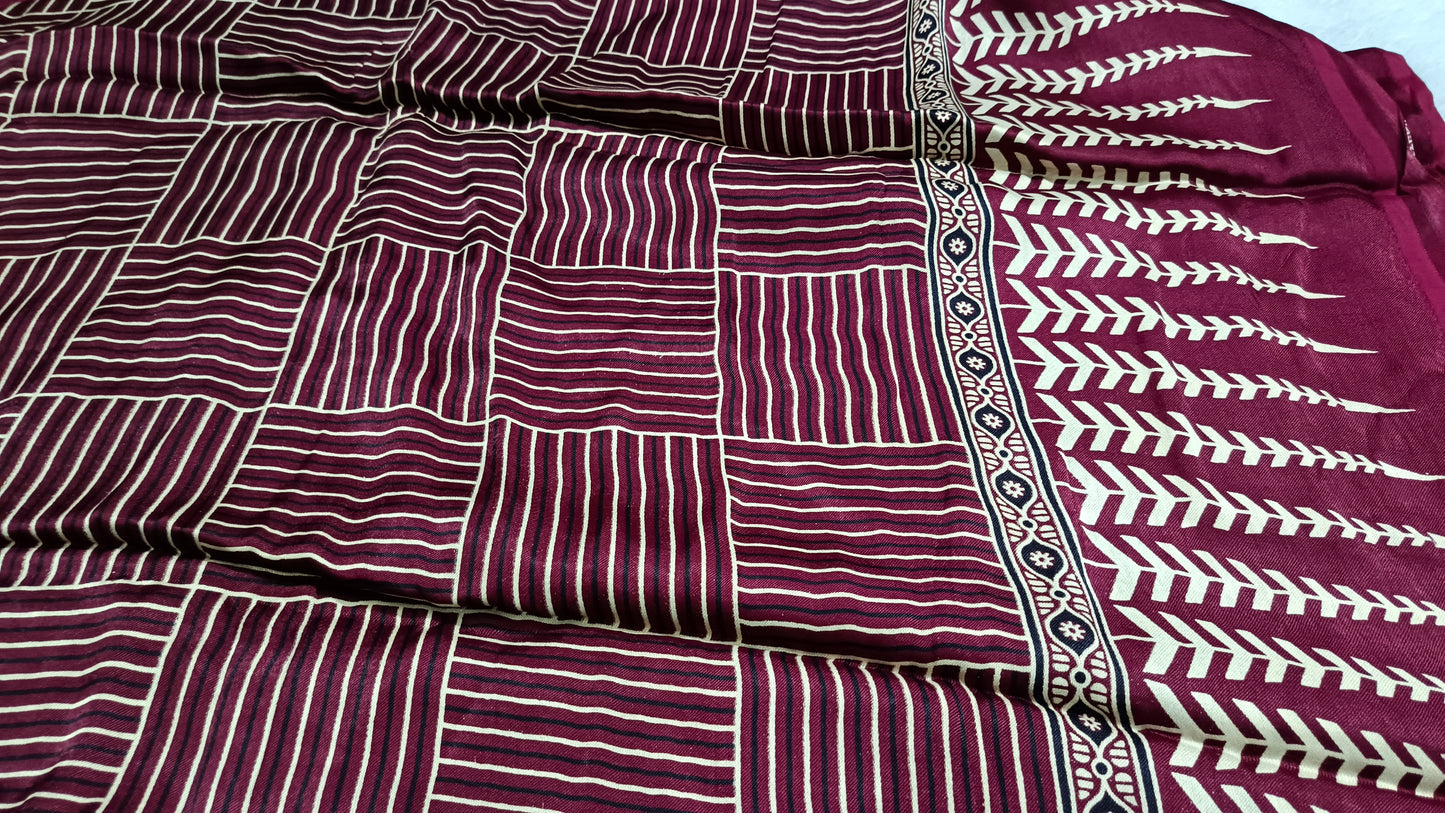 Maroon Mystic Mashru vegan silk saree SA25858