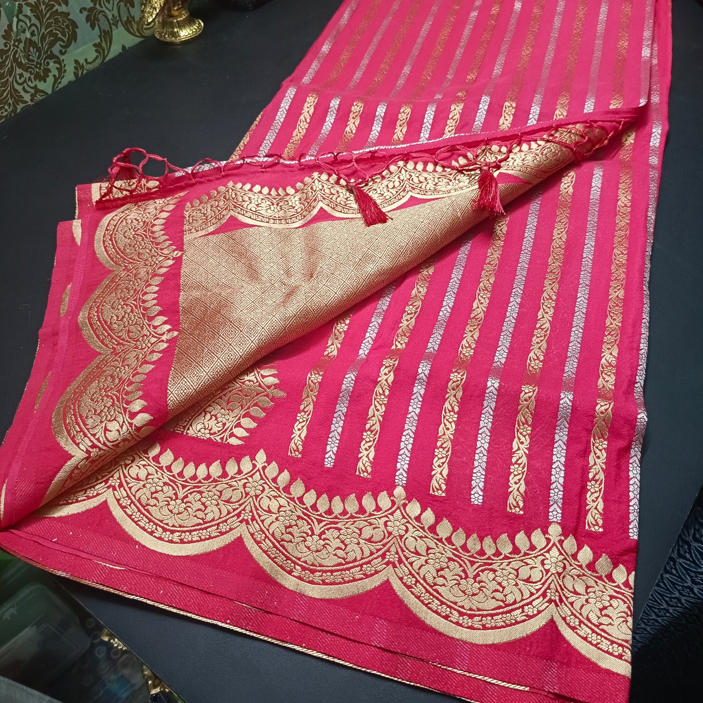 Pink Kanakavalli Premium vegan kaddi georgette saree MA25236