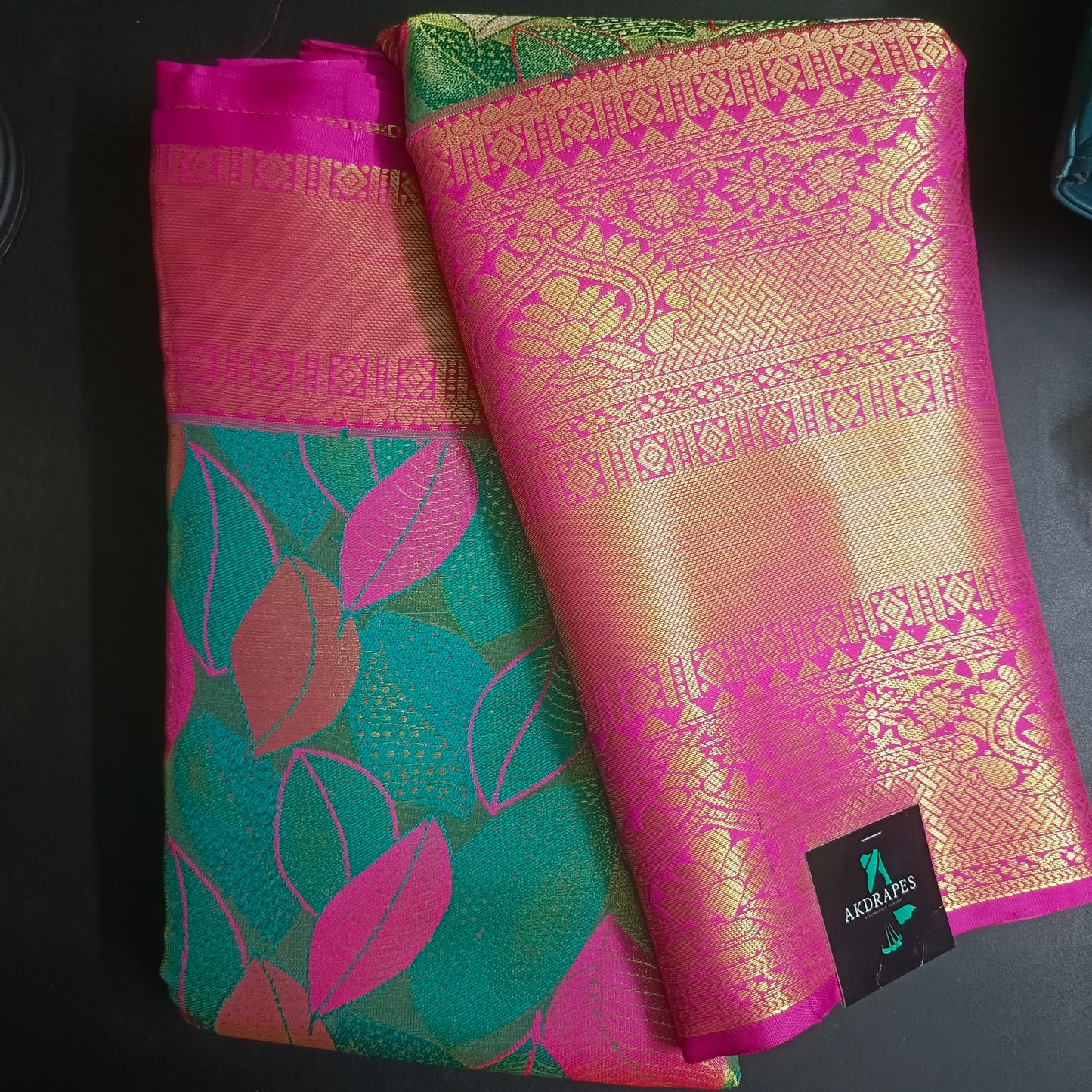 Sea green varna valli vegan bridal tissue kanchi saree MA25105