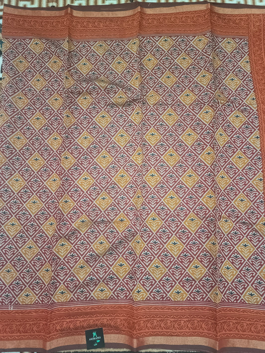 Red Bamboo Gamthi printed vegan chanderi saree HA25496