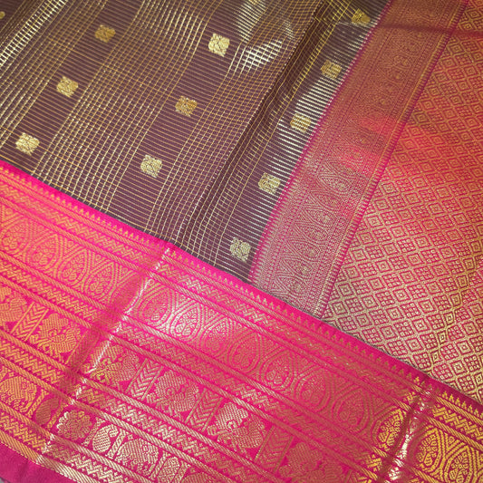 Brown pink Parampara vegan kanchi silk saree GA26152