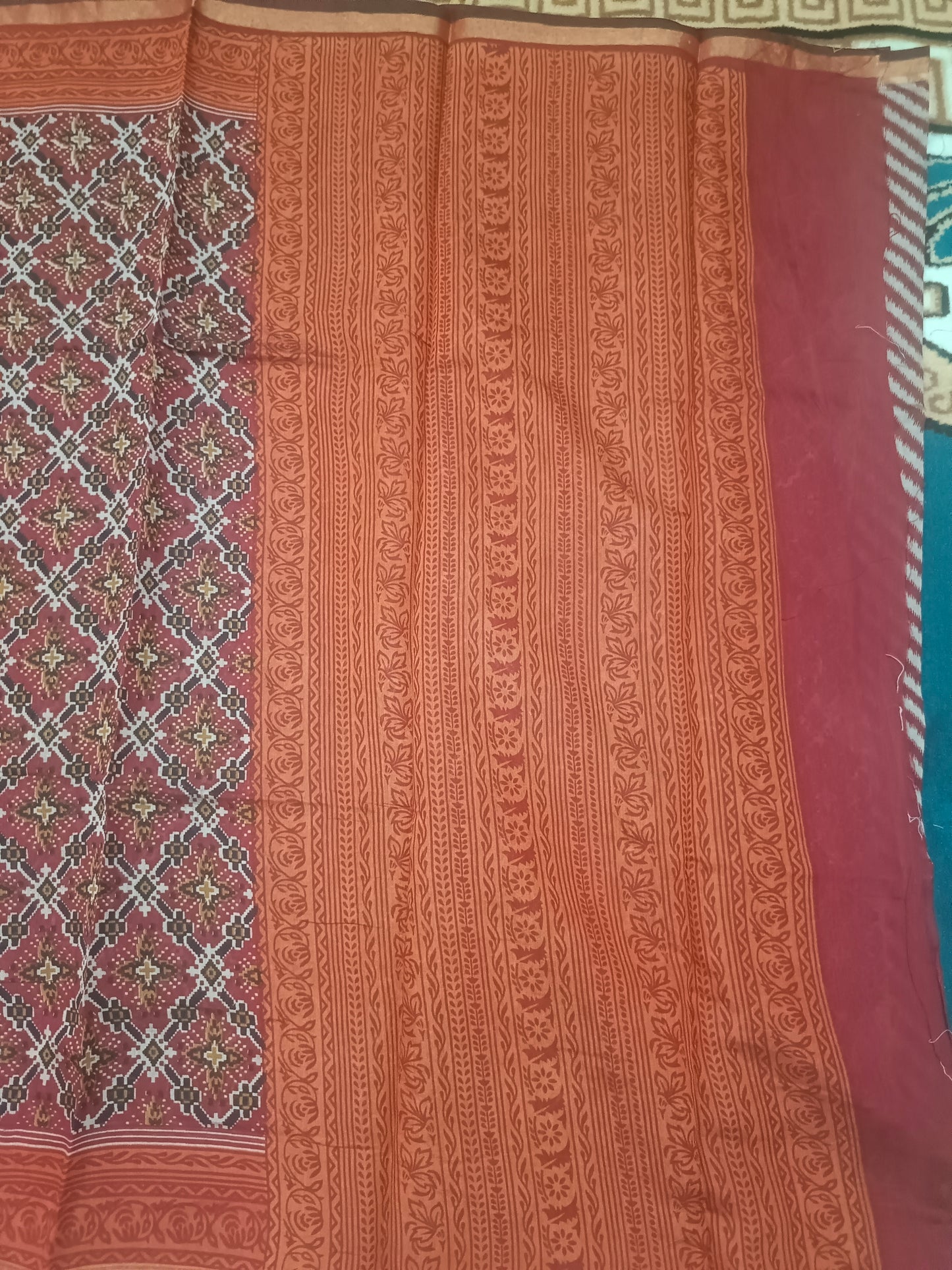 Red Bamboo Gamthi printed vegan chanderi saree HA25495