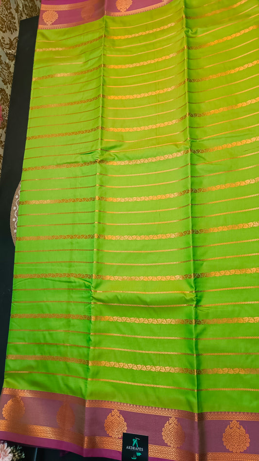 Green Majenta  Veldhari Vegan mysore silk saree MA25086
