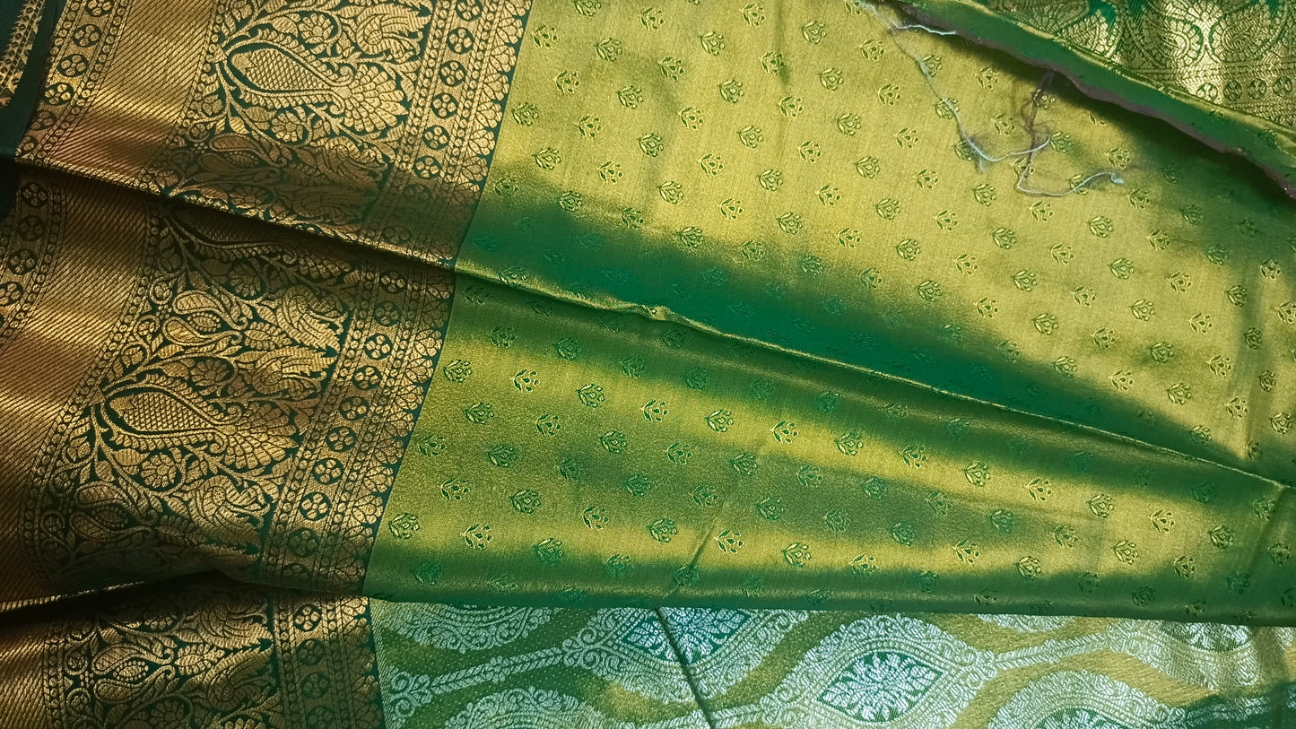 Green Swarnika Vegan bridal silk saree JA25313