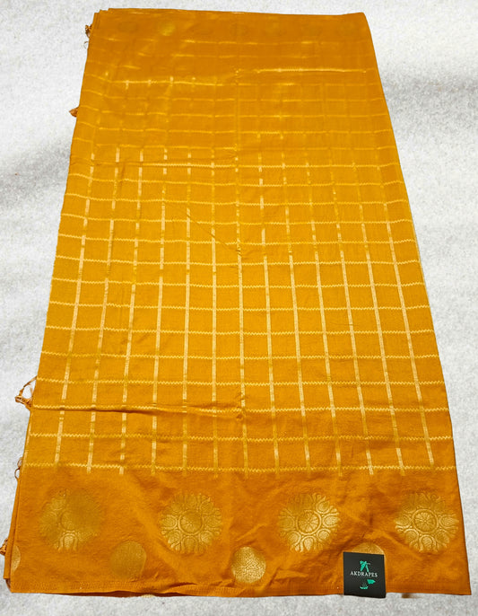 Mustard Yellow Sudar Chakkram vegan kaddi georgette saree MA25095