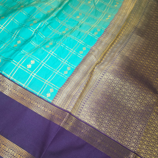 Green Dark purple Parampara vegan kanchi silk saree GA26160