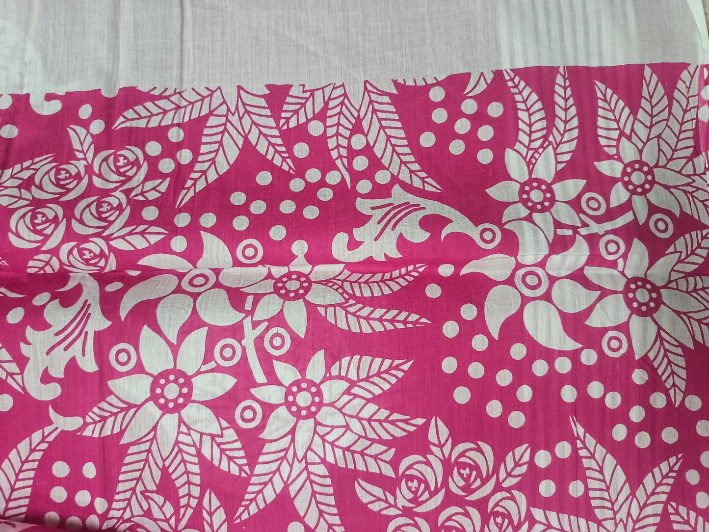 Pink Vegan floral Jaipur cotton saree SA25747