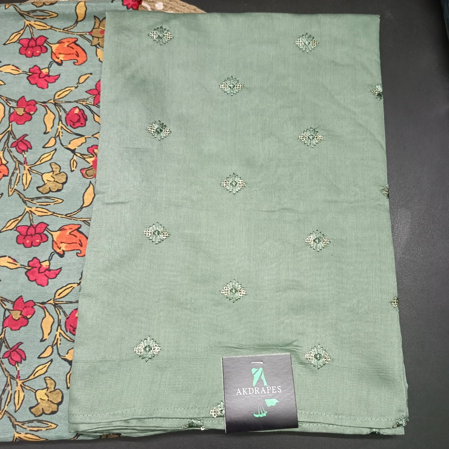 Blue red floral chinnon vegan Unstitched suits HA25348