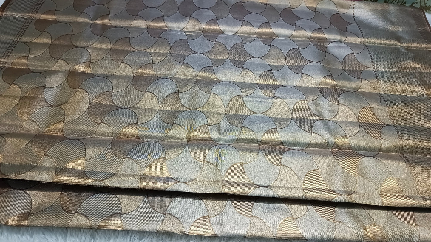 copper Radiance Heritage vegan self tissue kanchi silk saree LA25937