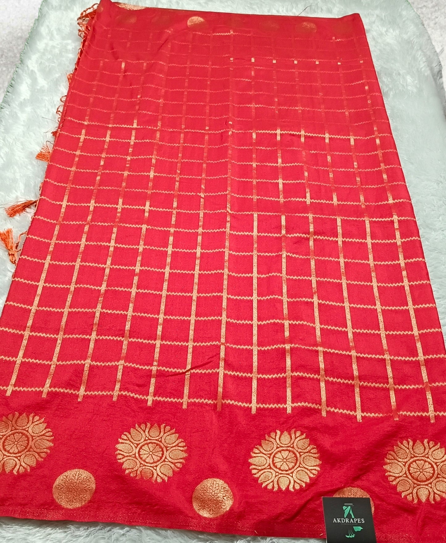 Red Sudar Chakkram vegan kaddi georgette saree MA25092