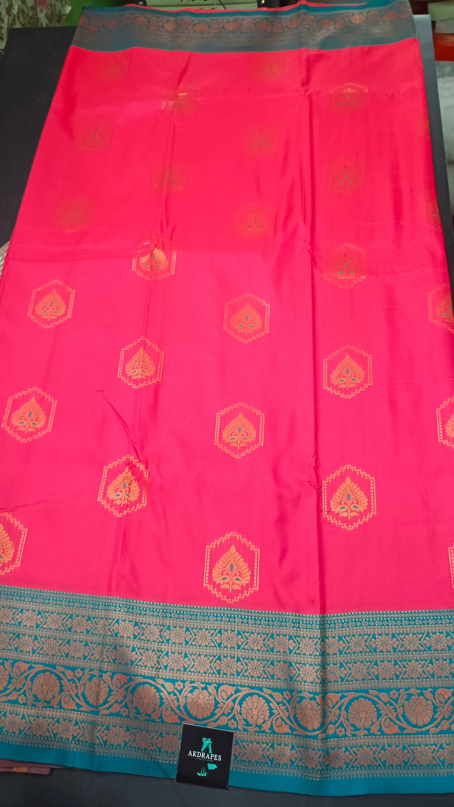 Hot Pink Sea Green Anantha vastra Vegan Kanchi soft silk saree MA25119
