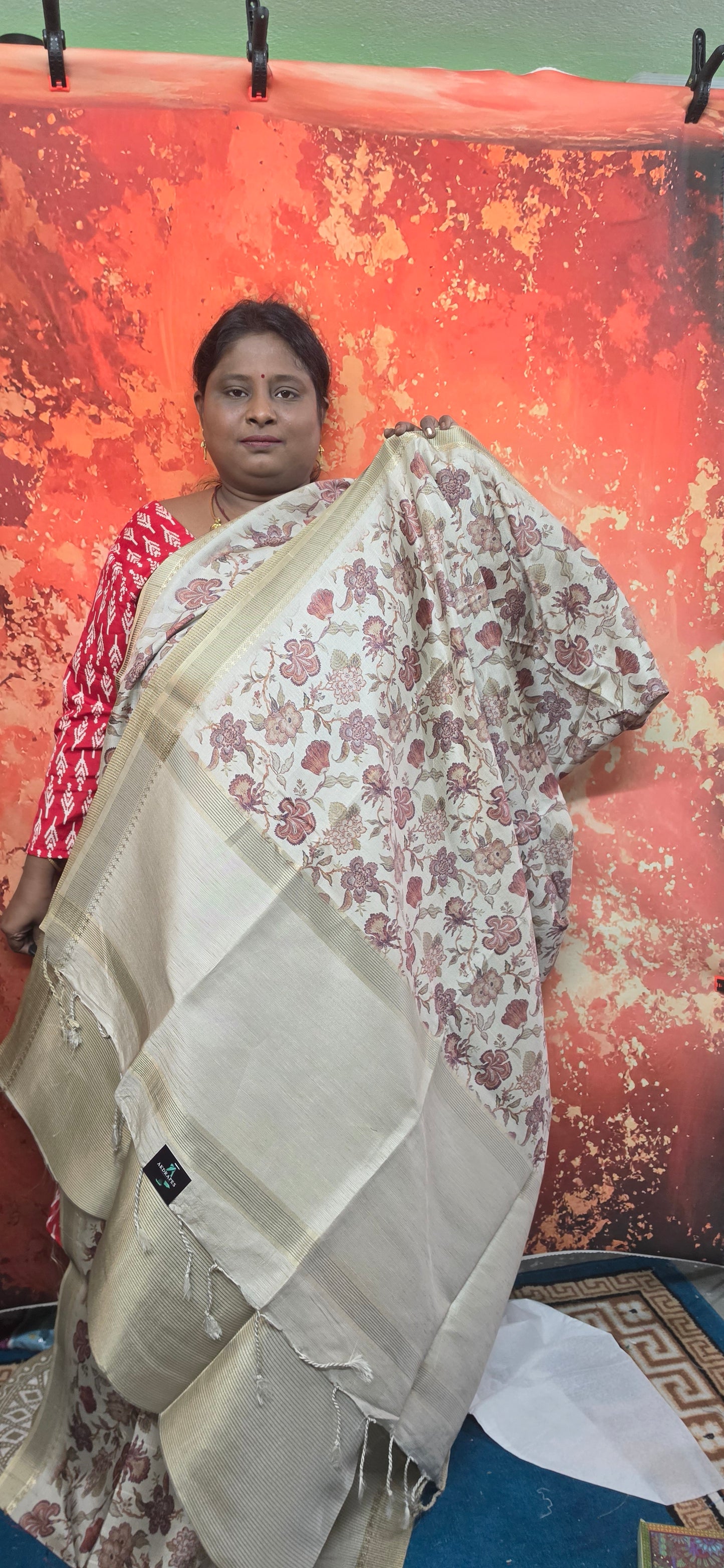 Off White Gulzar Vegan tussar saree HA25519
