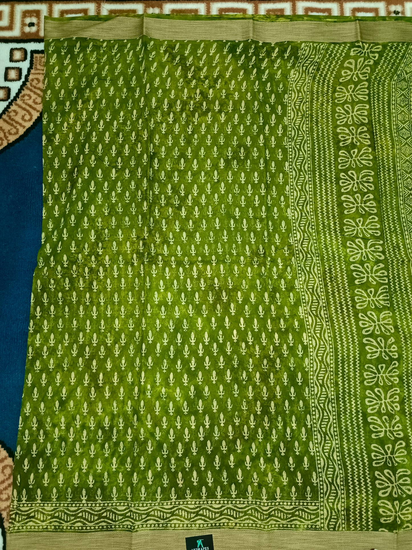 Fern Green Pina cola vol 1 Rapid discharge Vegan mull cotton saree HA25487