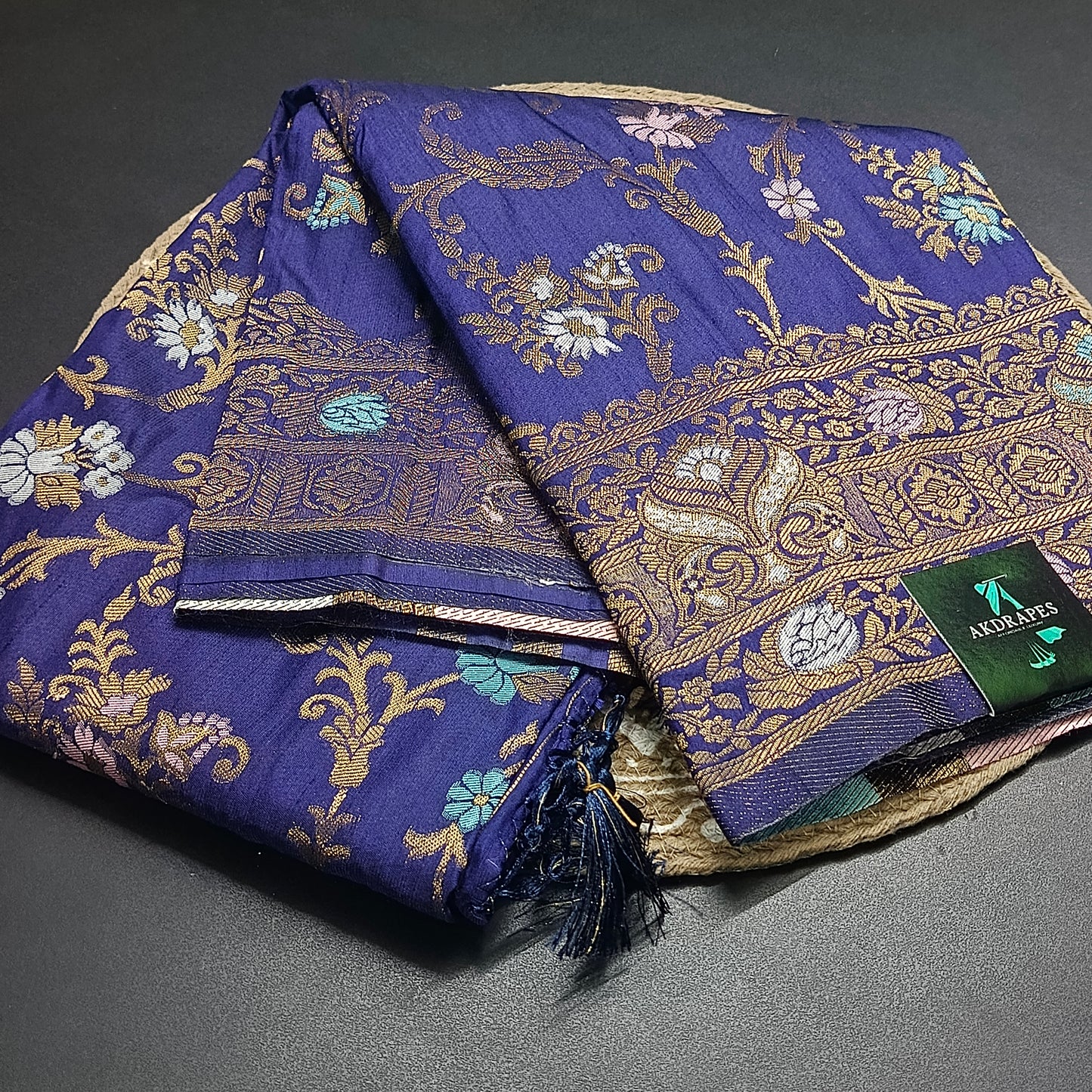 Navy blue Anaamika vegan kaddi georgette saree MA25270