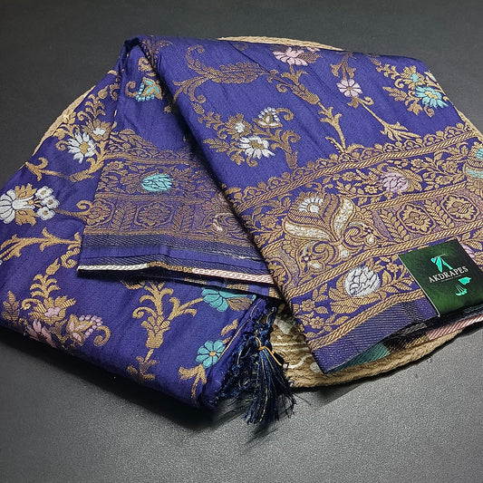 Navy blue Anaamika vegan kaddi georgette saree MA25270