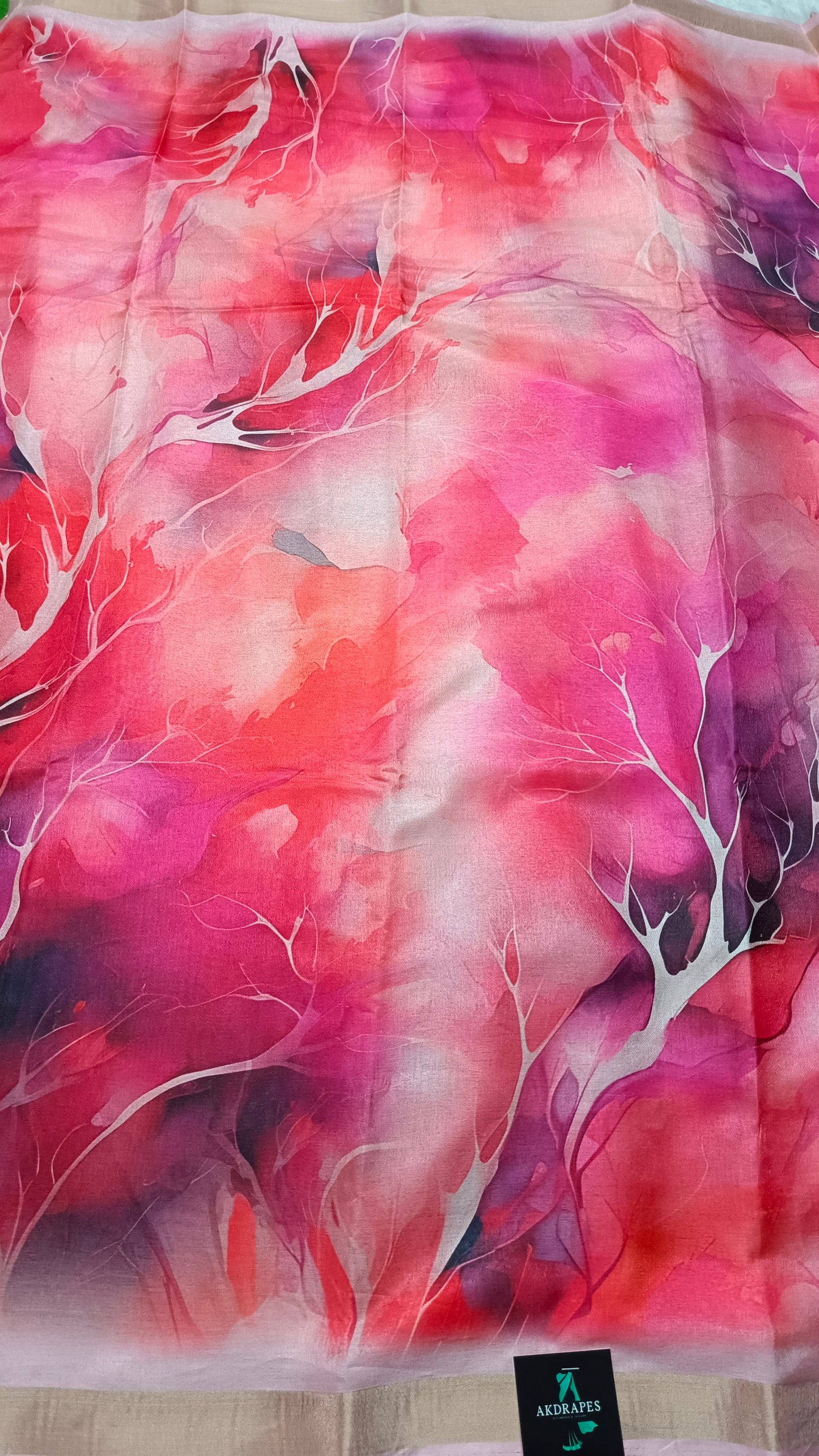 Pink Marble Vegan Chiffon silk saree SA25703