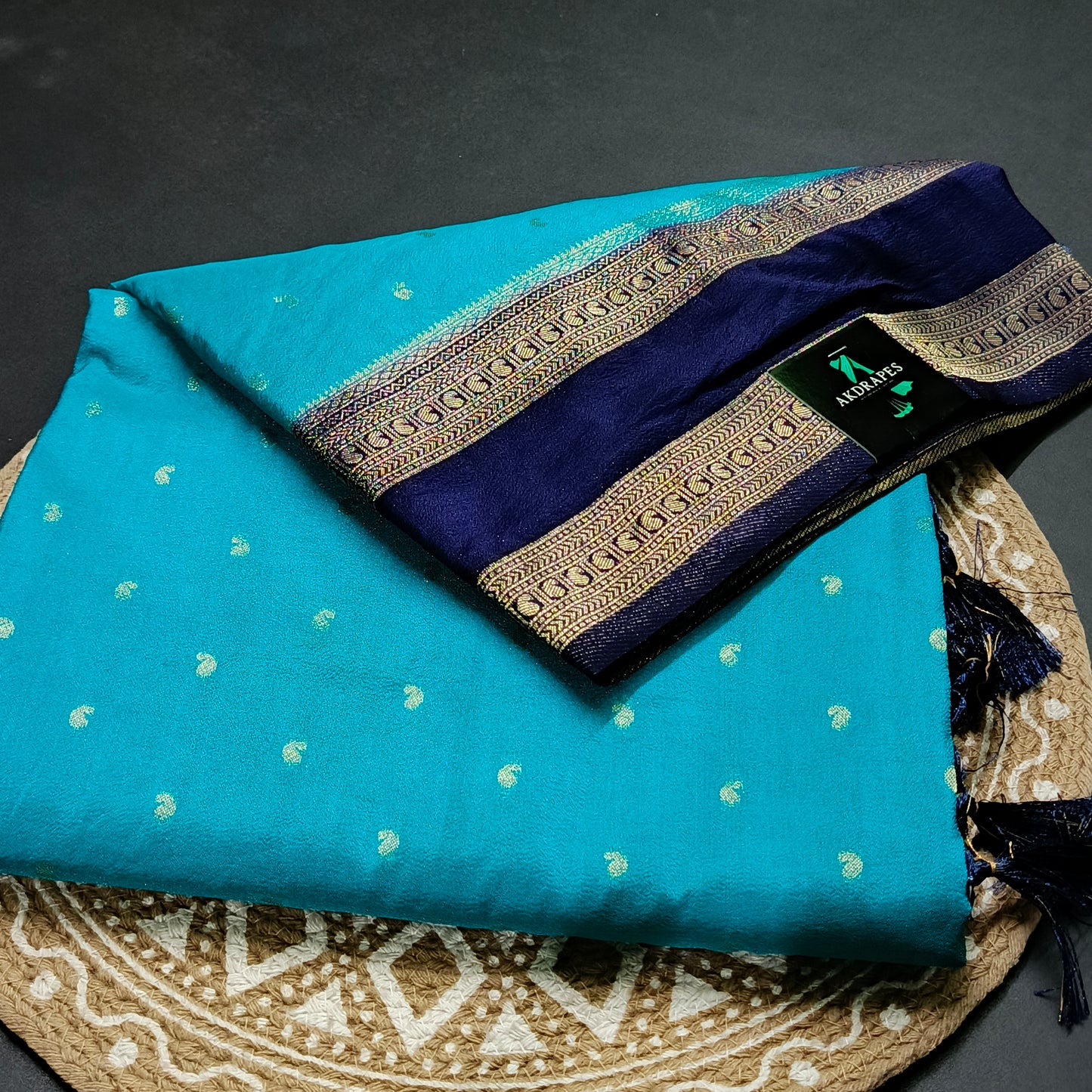 Sapphire blue blue Kairika Vegan Viscose Crepe Silk Saree MA25166