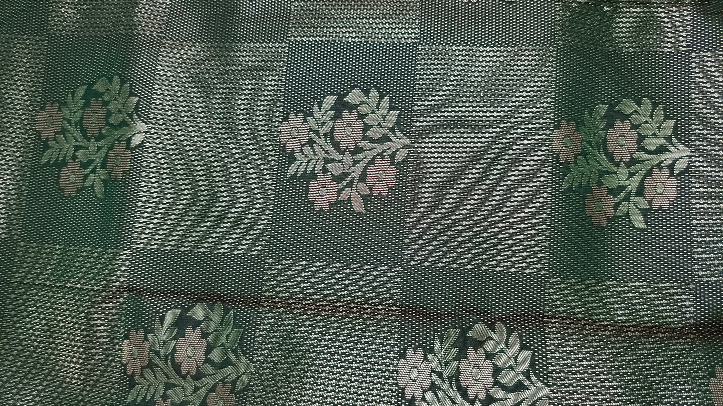 Green with maroon Parijatham Vegan premium kanchi brocade silk saree LA25927