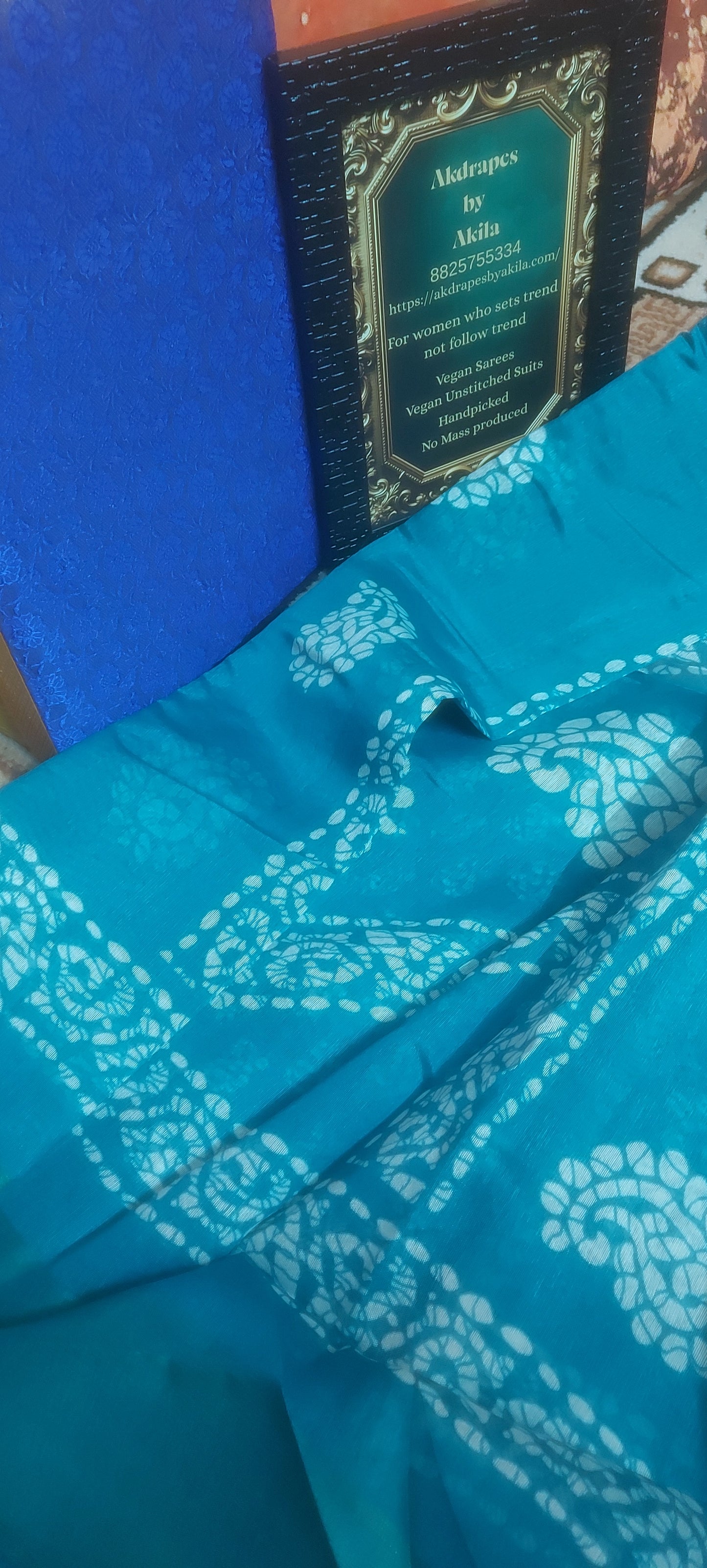 Blue Mango Batik linen zari border saree JA26026