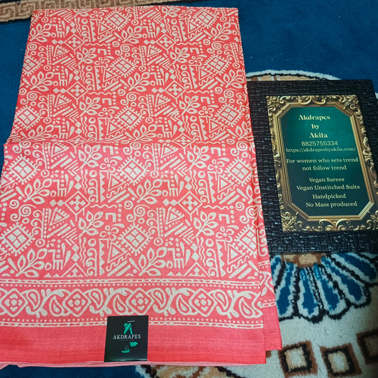 Peach Vriddhi silk vol 2 vegan tussar crepe digital saree SA25640