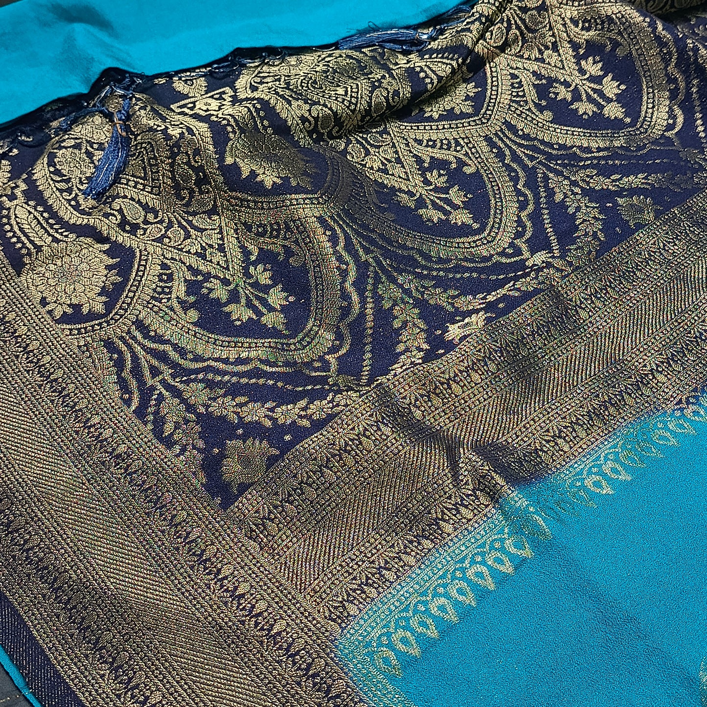 Sky Blue banarasi vana premium vegan Kaddi georgette saree MA25208