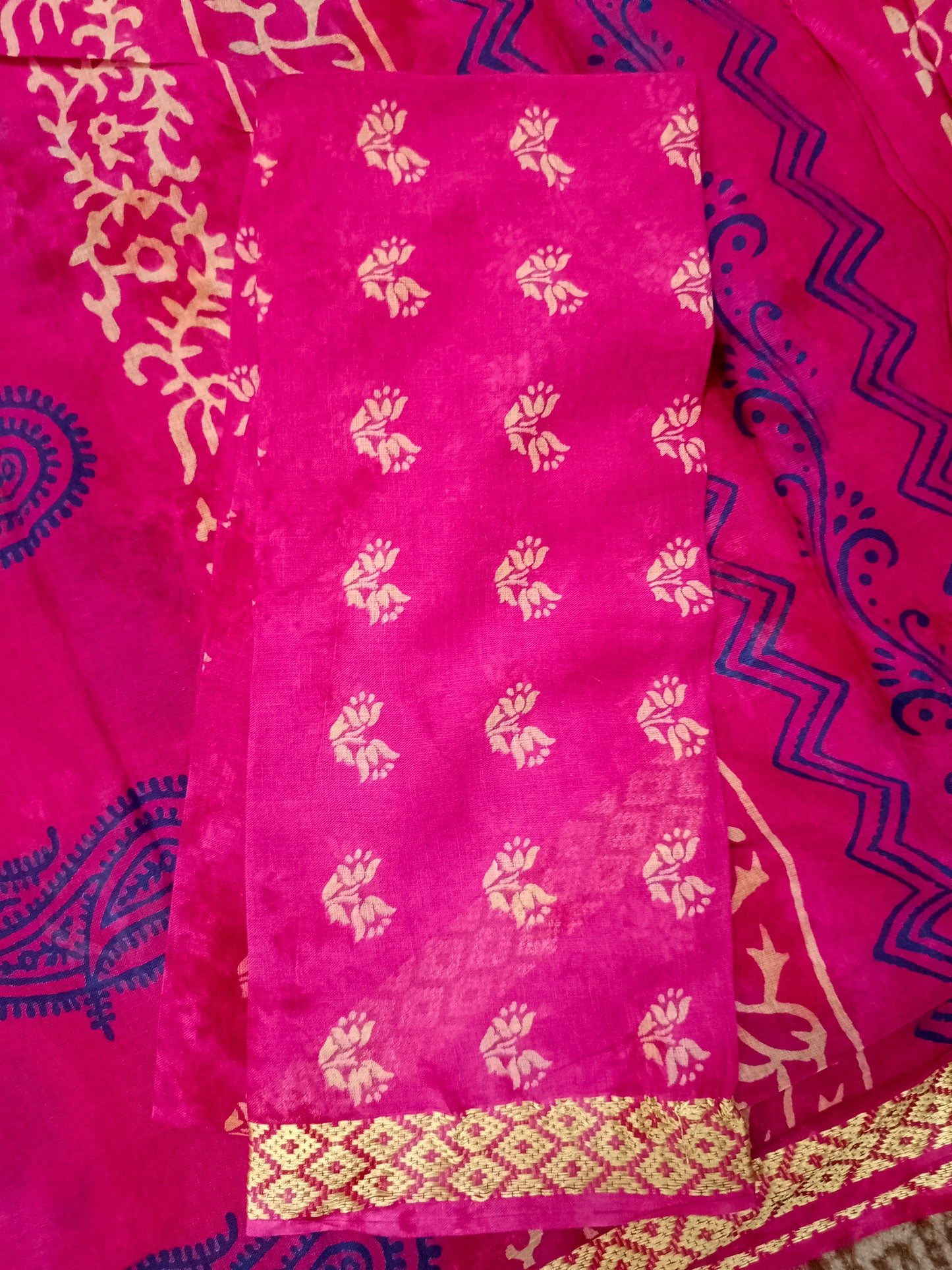 Pink Pina cola Vol 2 Vegan mull cotton saree HA25484