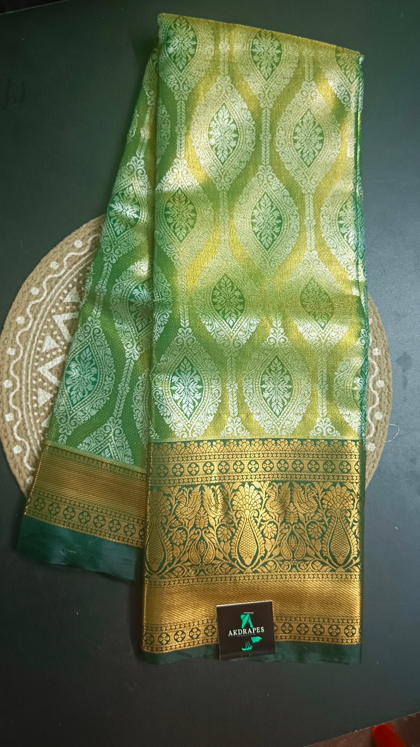 Green Swarnika Vegan bridal silk saree JA25313