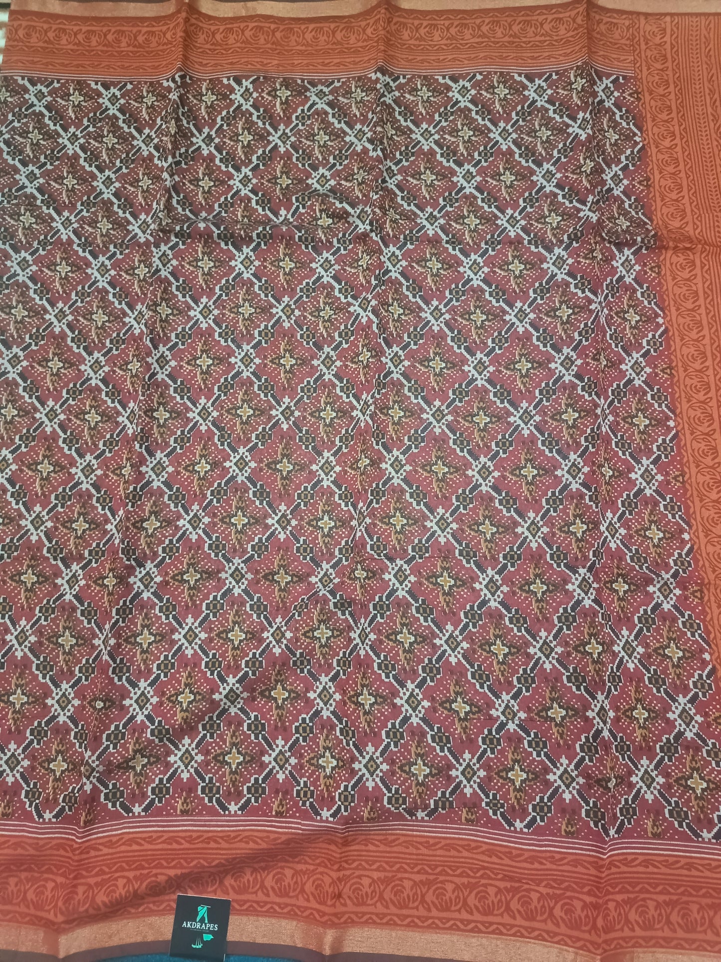 Red Bamboo Gamthi printed vegan chanderi saree HA25495