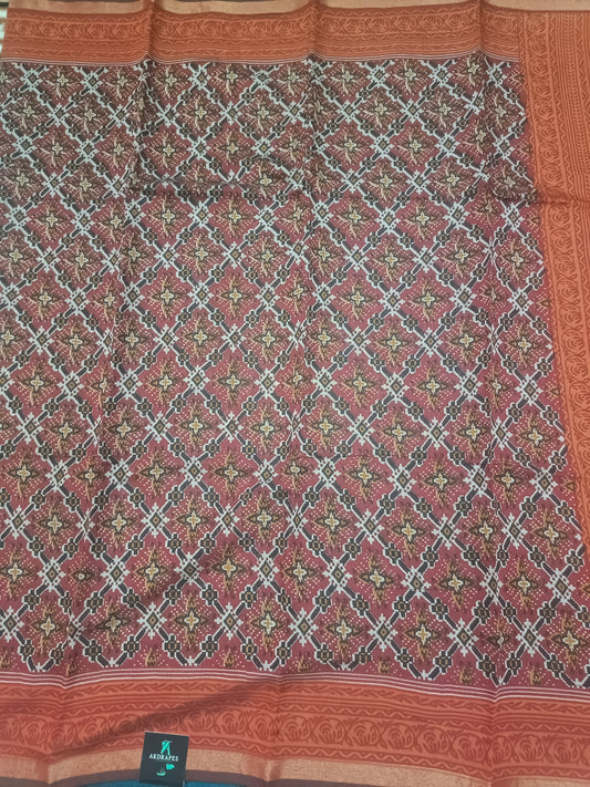 Red Bamboo Gamthi printed vegan chanderi saree HA25495