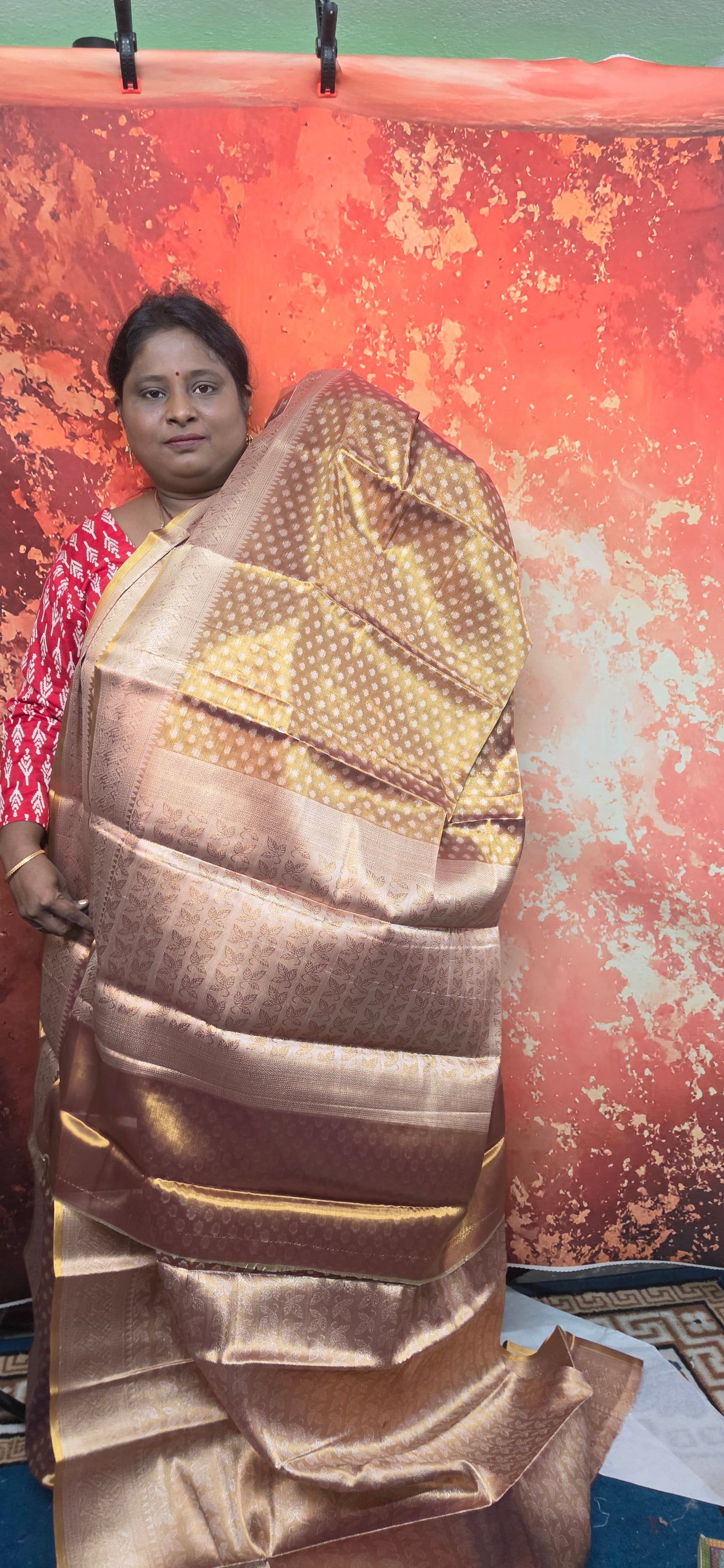 Gold Regal Heritage vegan tissue silk saree JA25323