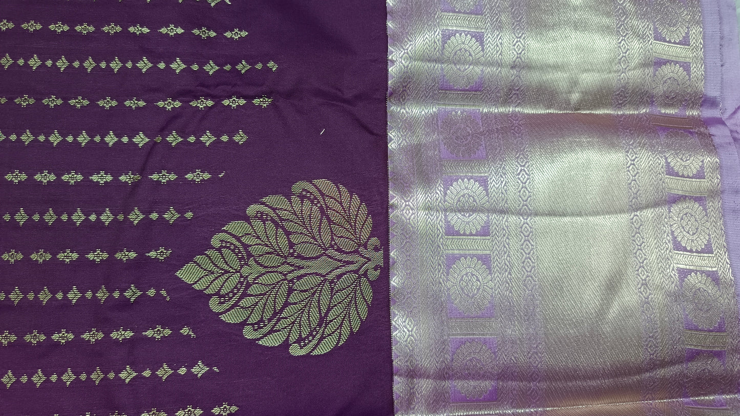 Purple with pastel Varnajalam vegan premium kanchi silk saree LA25917