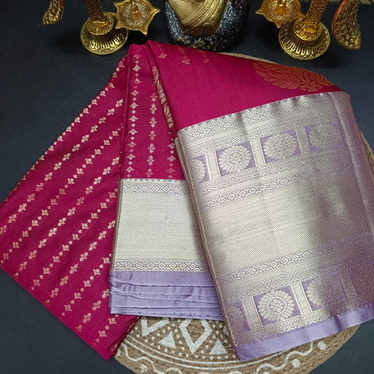 Pink with pastel Varnajalam vegan premium kanchi silk saree LA25915