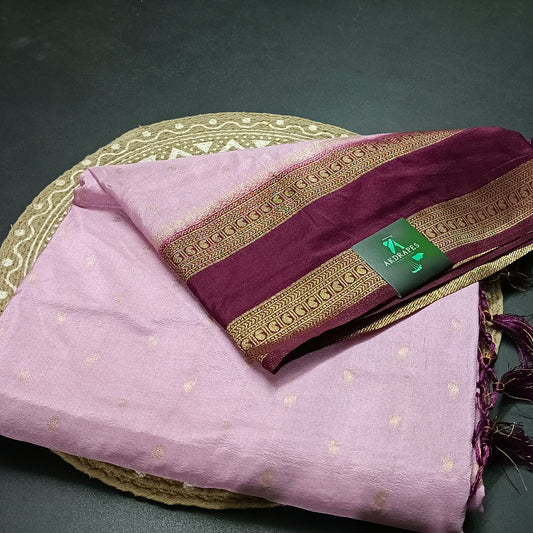 Purple Dark Purple  Kairika Vegan Viscose Crepe Silk Saree MA25170