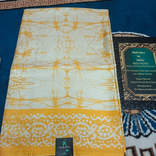 Yellow Vriddhi silk vol 5 Batik vegan tussar crepe digital saree SA25652