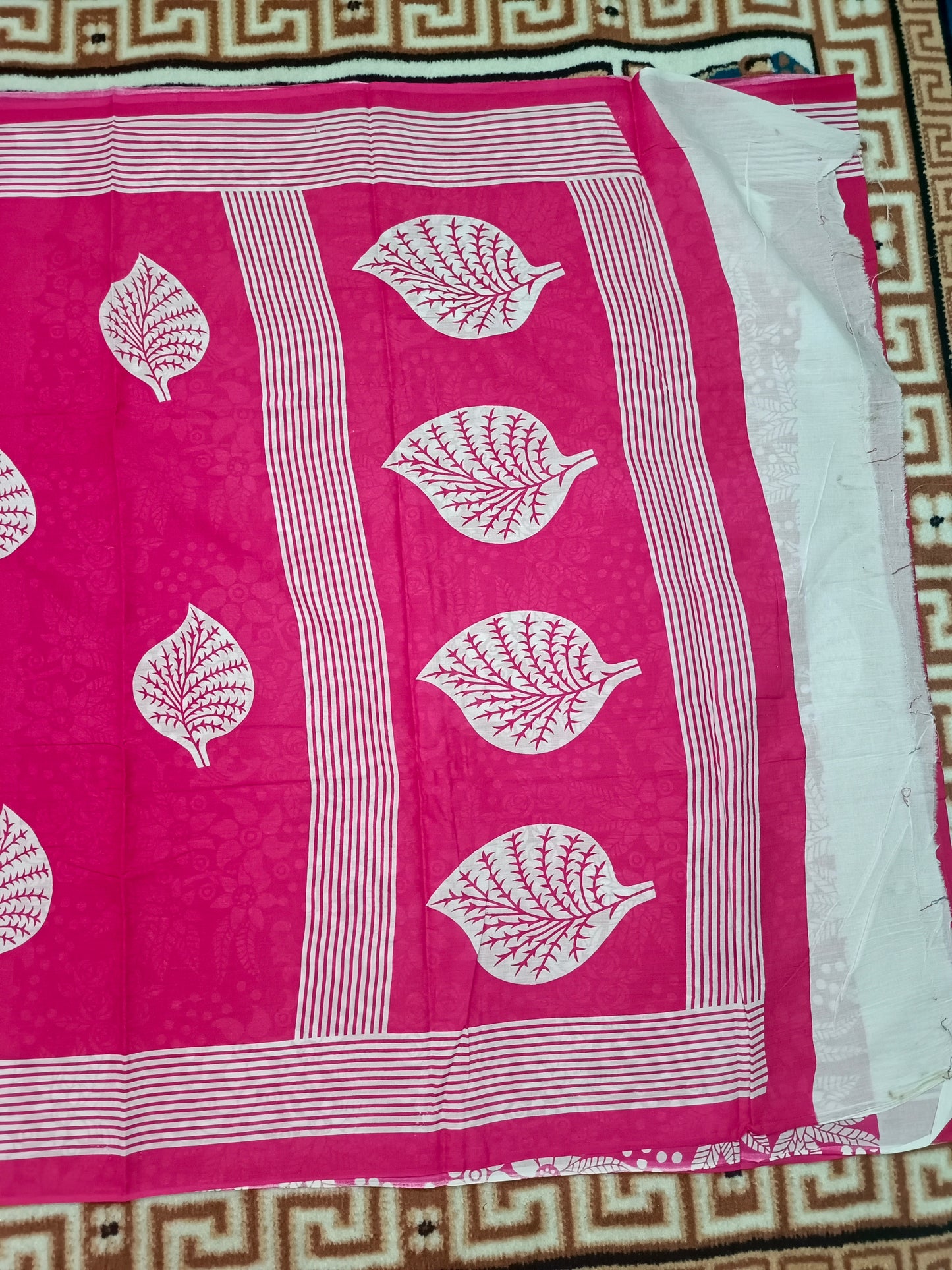 Pink Vegan floral Jaipur cotton saree SA25747