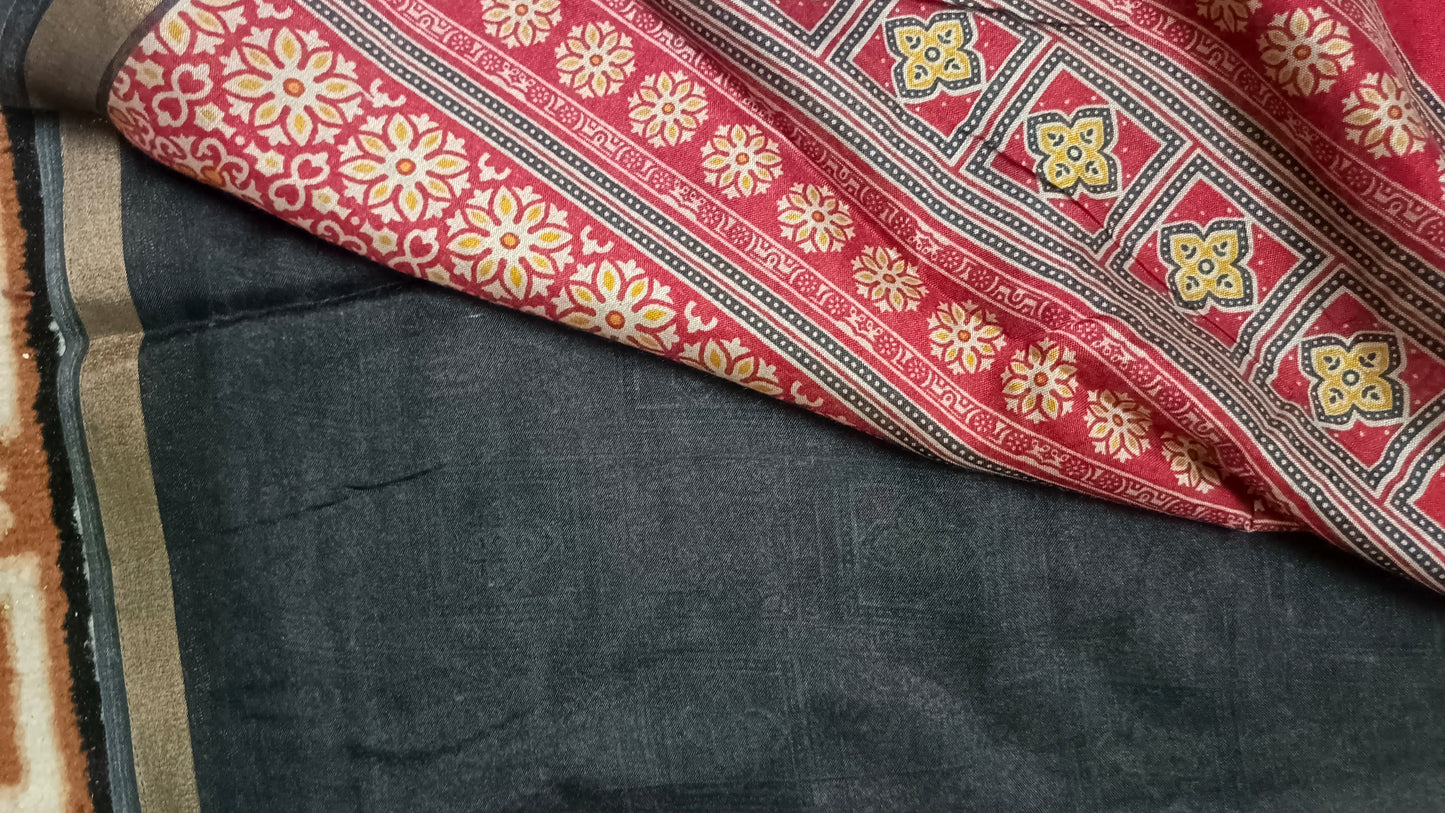 Red sugandha vegan digital malai cotton saree SA25580