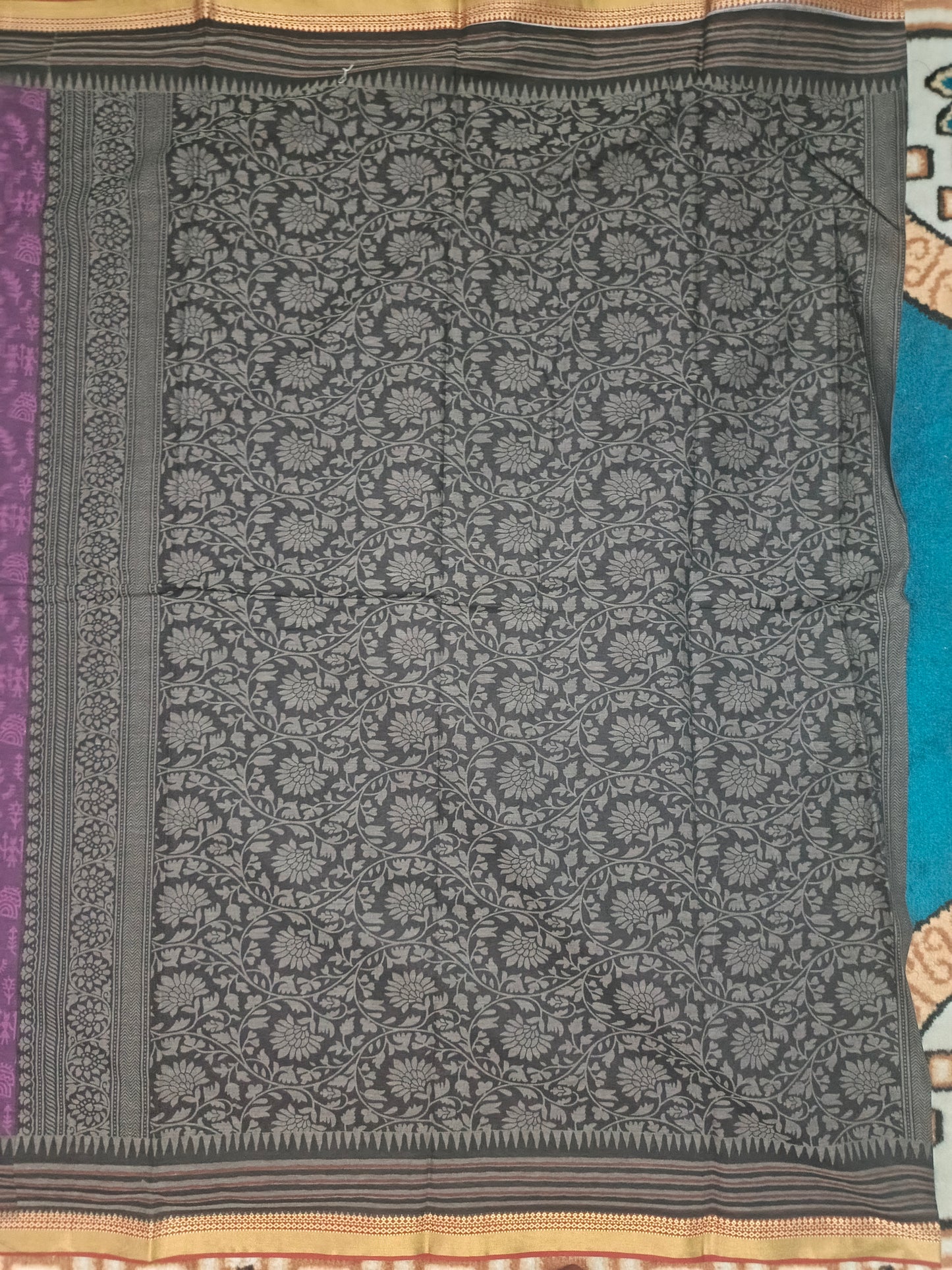 Purple Warli kala Vegan Muslin cotton saree HA25478