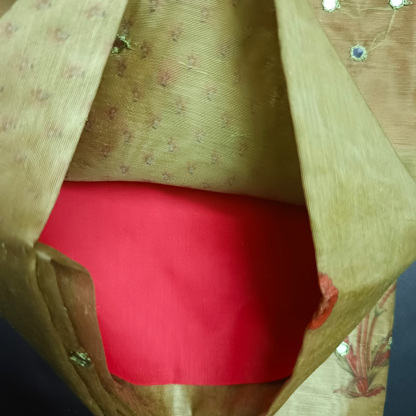 Green Vegan chanderi pichwai unstitched suits HA25365